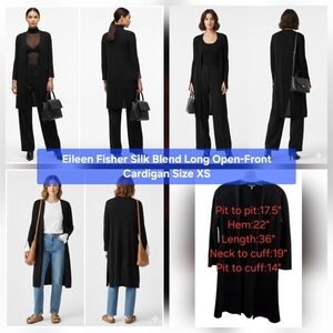 Eileen Fisher Tencel & Silk Longline Open Front Cardigan Size XS